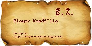 Blayer Kamélia névjegykártya